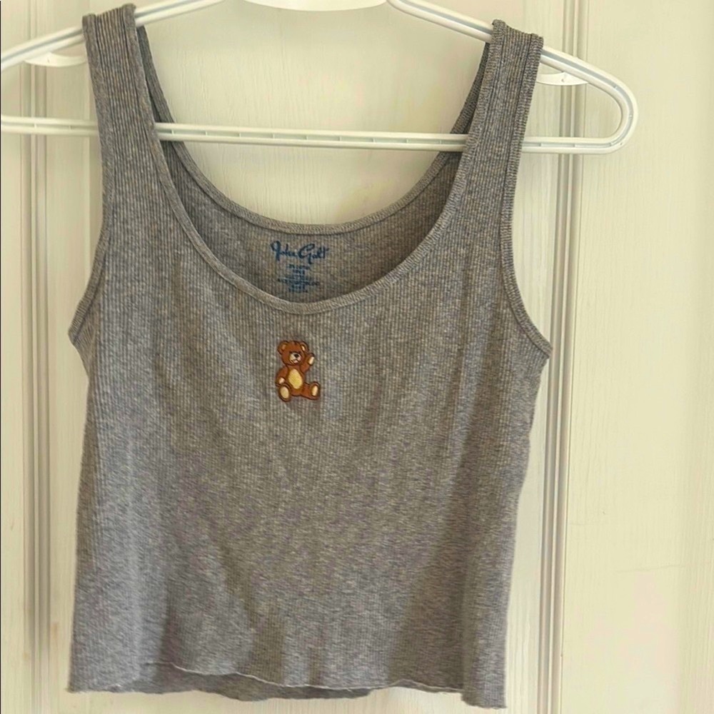 Brandy Melville Gray Tank Top with Bear Patch